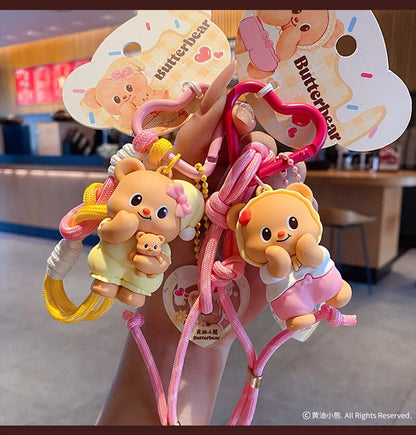 Cartoon Butter Bear Keychain Pendant Cute Fashion Doll Creative Car Keychain Ring Luggage Accessories Gift for Children