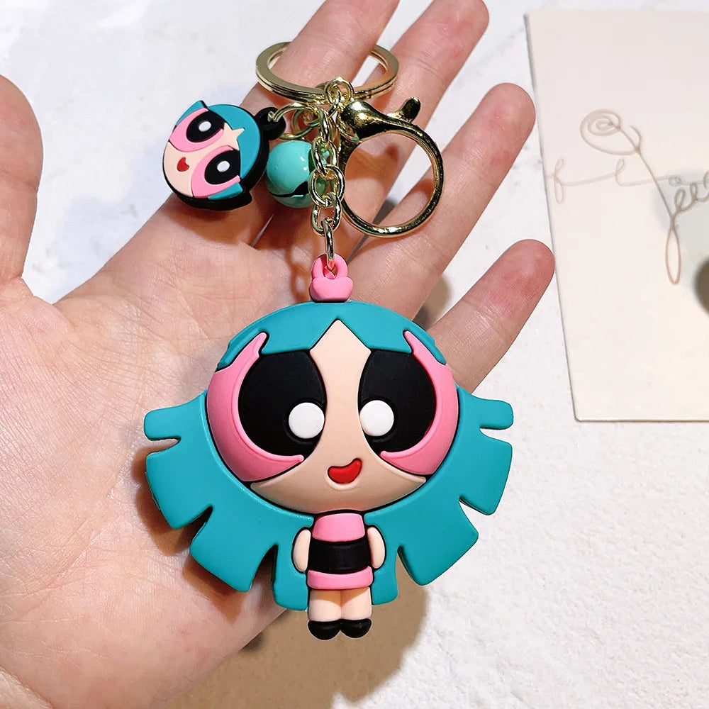 malefic keychain Powerpuff Girls Creative Keychain for Women Men Fans Cartoon Cute Silicone Doll Pendant Keyring Gifts Keys Hold
