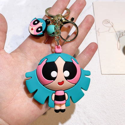 malefic keychain Powerpuff Girls Creative Keychain for Women Men Fans Cartoon Cute Silicone Doll Pendant Keyring Gifts Keys Hold