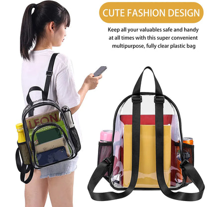 PVC Transparent Backpack Durable Clear Small Backpack Portable Lightweight Mini Cute Clear Bag for Work Outdoor Sports