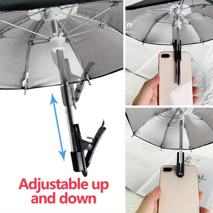 Mini Phone Sunshade Umbrella Car Accessory Motorcycle Phone Holder Cute Craft Car Decor Portable Waterproof Bracket Umbrella