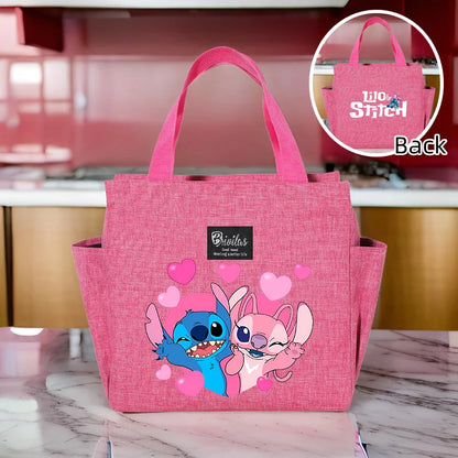 Stitch Insulated Lunch Bag - Waterproof Oxford Cloth, Aluminum Foil, Portable & Reusable Square Tote for Work, School, Picnic