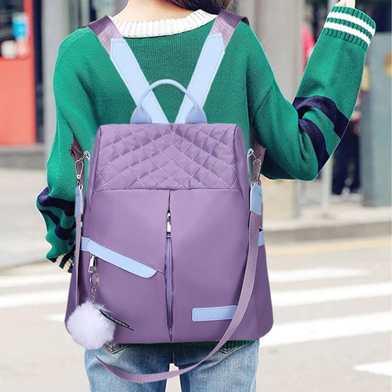 Women's Backpack Large Capacity Theft-Proof Handbag Shoulder Bag Elegant Women Travel Oxford Safety Black Backpack