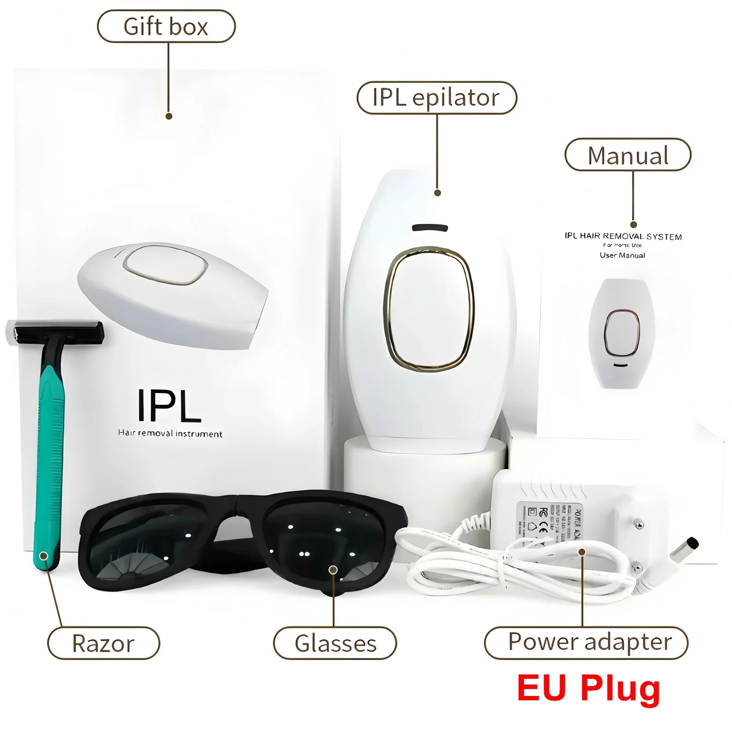 Professional IPL Hair Removal Device – Permanent Laser Depilation for Home Use, Effective on Women & Men, Smooth Skin Results