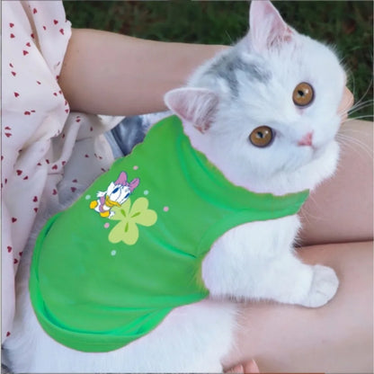 Printed pet T-shirt, made of fiber material for indoor and outdoor leisure, entertainment, sun protection, cat and dog clothing
