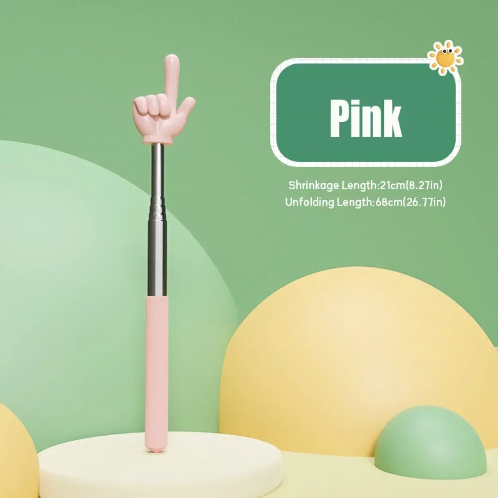 1PC Stainless Steel Teaching Tools Finger Design Whiteboard Pointer Teaching Stick Finger Reading Sticks Handheld Presenter