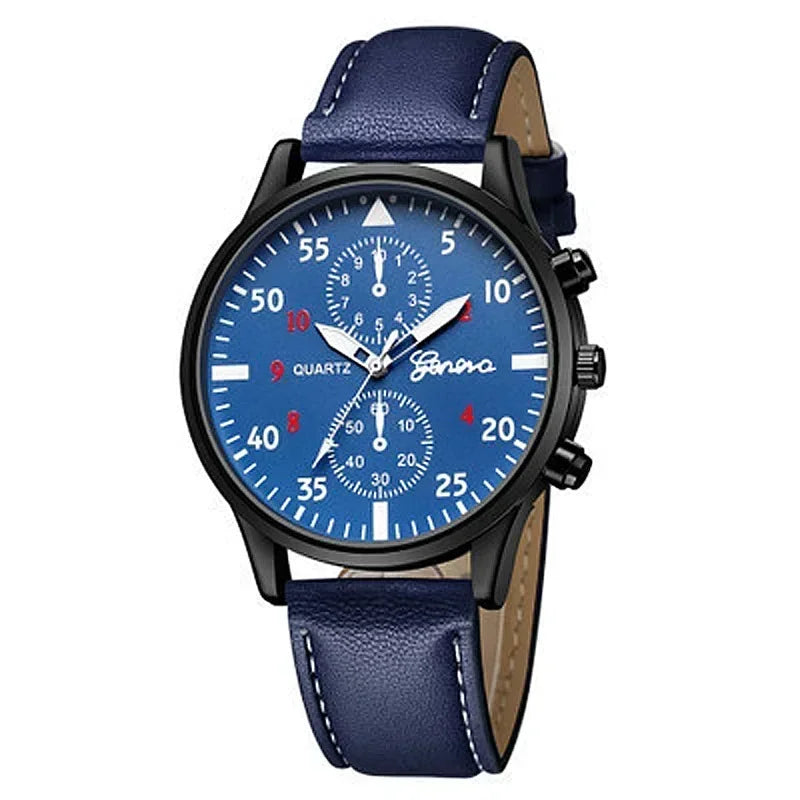 4/2/1pcs Men Sports Watches Set Man Business Quartz Wristwatch Luxury Brown Leather Bracelet Men Casual Clock Watch（NO Box）