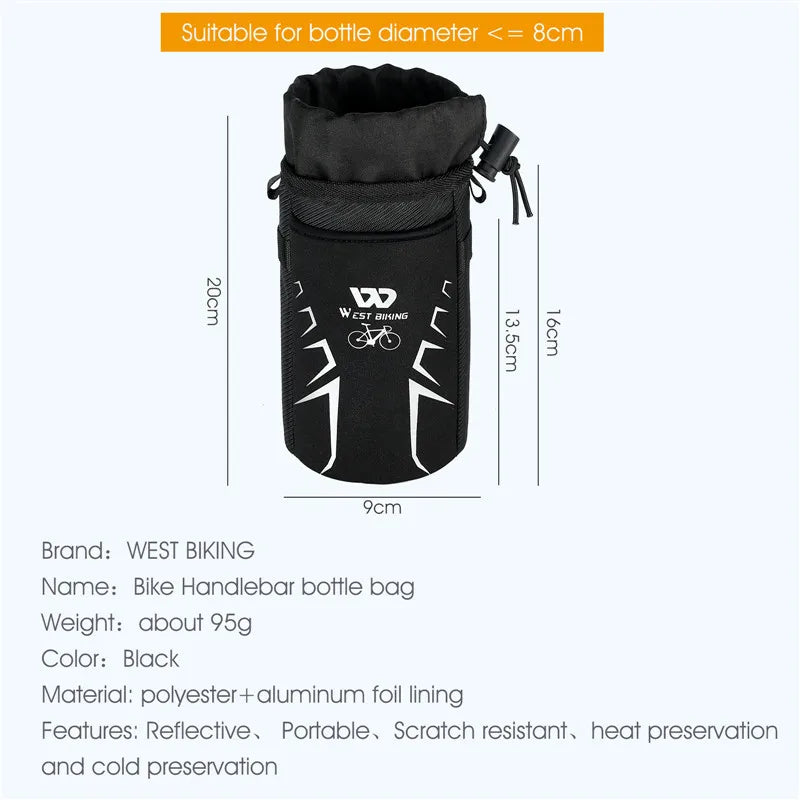 WEST BIKING Bicycle Bottle Holder Cycling Water Bottle Carrier Reflective Pouch Kettle MTB Road Bike Handlebar Bag Accessories