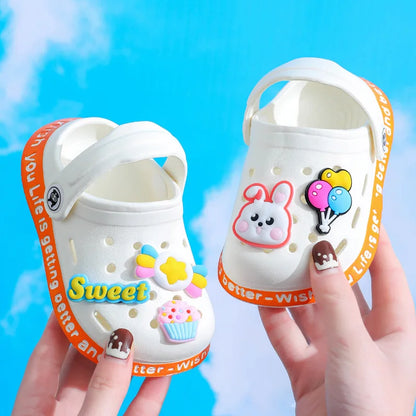 Children Cute Cartoons Sandals for Girls Boy Summer Baby Shoes Animal Rabbit Garden Beach Shoes Cave Hole Breathe Kids Slipper