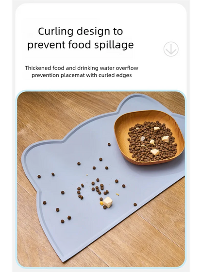 Pet silicone food mat waterproof, anti-slip, dirty, washable and easy to clean, universal tableware mat for cats and dogs.