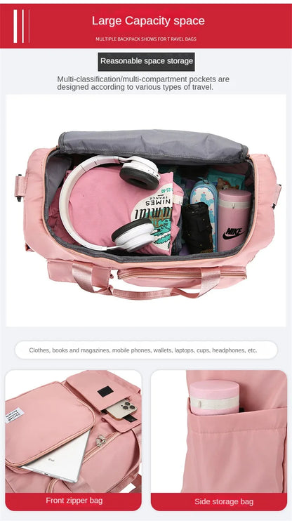 Carry On Travel Bag Large Capacity Gym Bag Weekender Overnight Duffle Bags With Shoe Compartment Sports Fitness Bags for Women