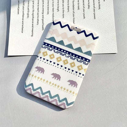 Student Identity Badge Card Cover with Neck Strap Bag Geometric Women Men Work Badge Bus Credit Card ID Holder Bags with Lanyard