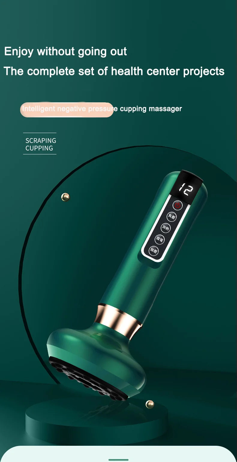 Smart vacuum cupping device electric breathing heating wireless negative pressure suction device meridian dredging massage devic