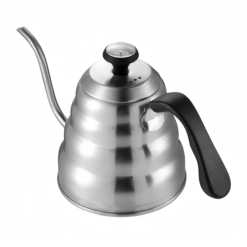 Stainless Steel Pour Over Coffee Pot with Thermometer Swan Long Neck High Capacity Can Be Heated Professional Hand Brewed Coffee