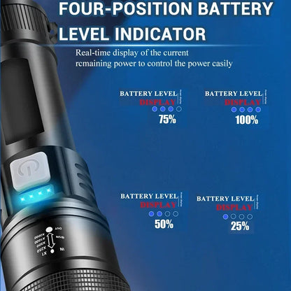 Powerful P70 Led Flashlights 5000LM Ultra Bright Tactical Light Emergency Spotlights Telescopic Zoom Light Built-in Battery