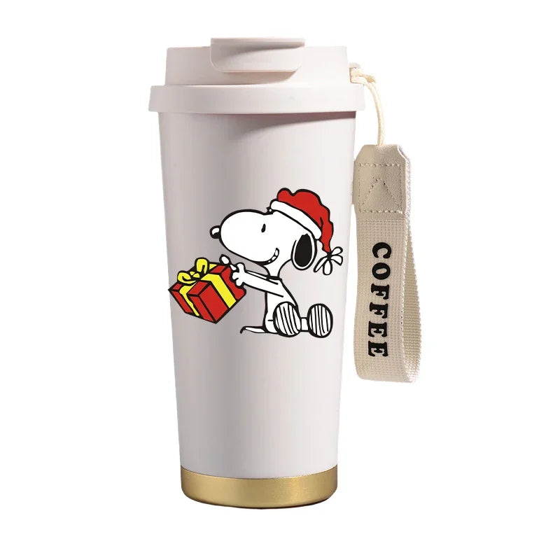 500ml Snoopys Stainless Steel Insulated Water Bottle Anime Kawaii Portable Travel Outdoor Car Tea Coffee Mug Cold Thermos Cup
