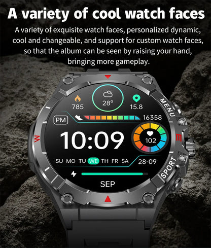 Military GPS Smart Watch Men AMOLED HD Screen Altitude Compass Heart Rate Sports Watch BT Calling IP68&10ATM Waterproof Watch