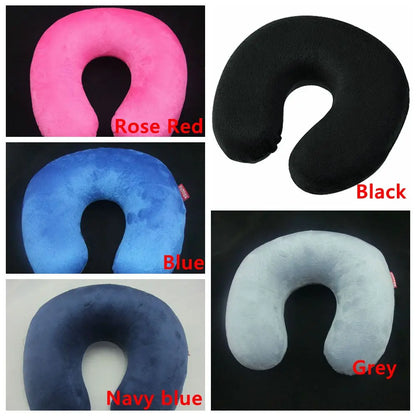 5 Colors Portable Mini Travel Pillow Ultralight Air Inflatable Memory Foam U Shaped Pillow Outdoor CampingTravel Soft Pillow