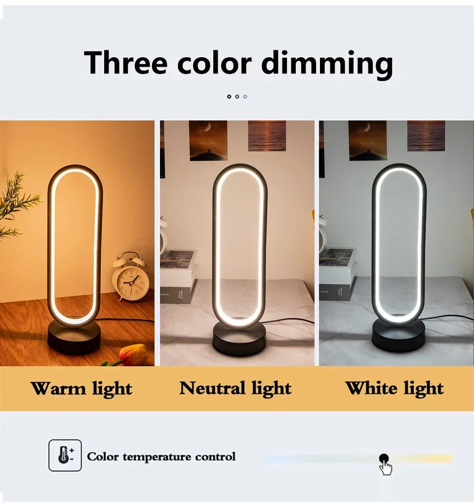 Slaapkamer Ringlamp Woonkamer Driekleurig Dimbare Bedlampje Led Nachtlampje Ambient Light Desk Nightstand Table Accessories