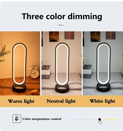 Slaapkamer Ringlamp Woonkamer Driekleurig Dimbare Bedlampje Led Nachtlampje Ambient Light Desk Nightstand Table Accessories