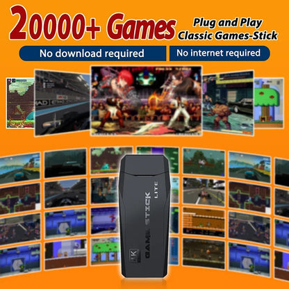 4K TV Game Stick Built-in 20000+ Games Retro Handheld Game Player NEW Video Game Console 64G 2.4G Wireless Controller Gamepad