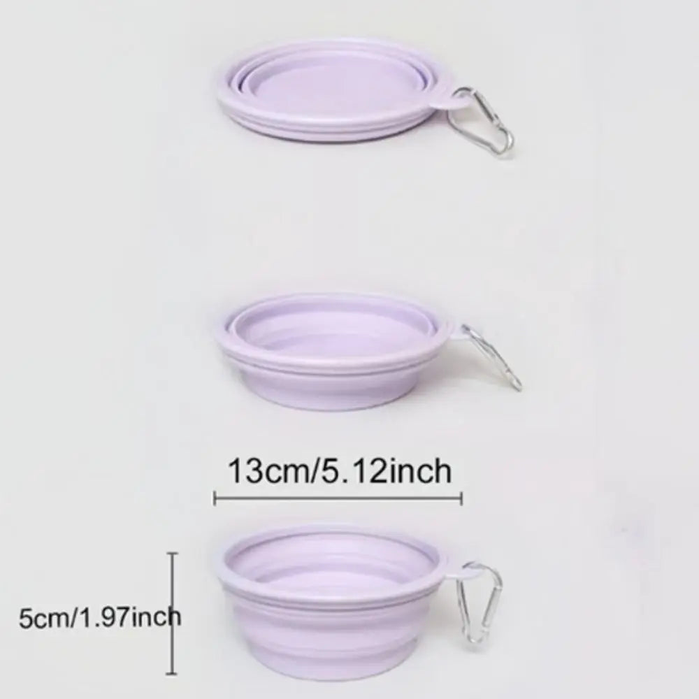 350ml Macaron Pet Bowl TPE Cartoon Pattern Puppy Feeding Bowl Collapsible with Hanging Holes Portable Pet Bowl for Dogs Cats