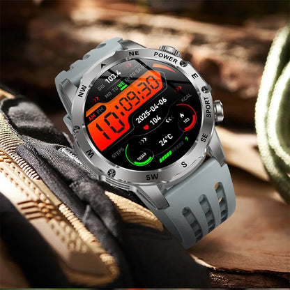 Outdoors Smart Watch Men Women BT Call Health Music 800Mah Battery Smartwatch Flashlight Compass Sports Fitness IP68 Waterproof