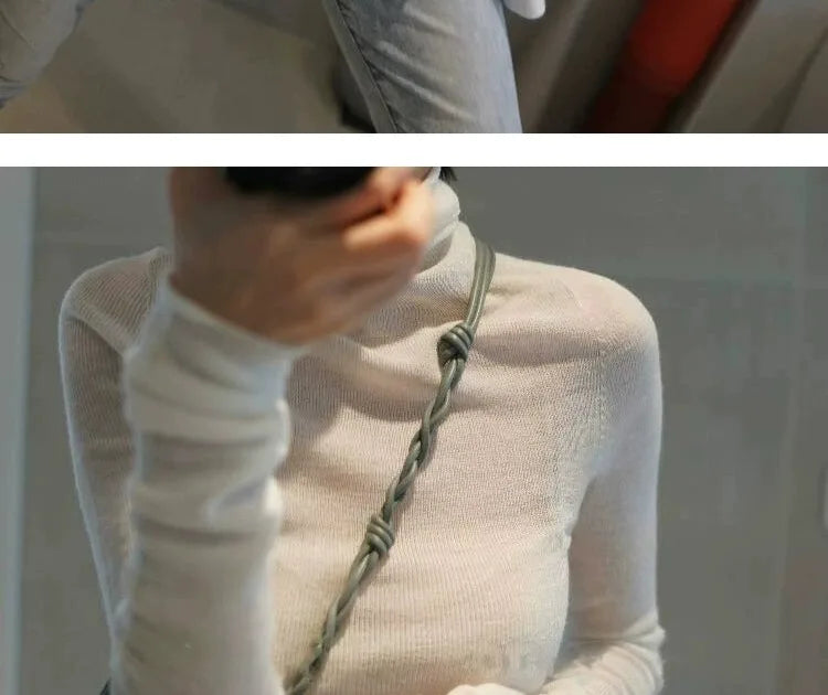 2023 New autumn/winter cashmere sweater women's turtleneck pullover ultra-thin pile neck sweater wool knit