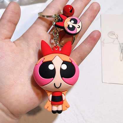 malefic keychain Powerpuff Girls Creative Keychain for Women Men Fans Cartoon Cute Silicone Doll Pendant Keyring Gifts Keys Hold