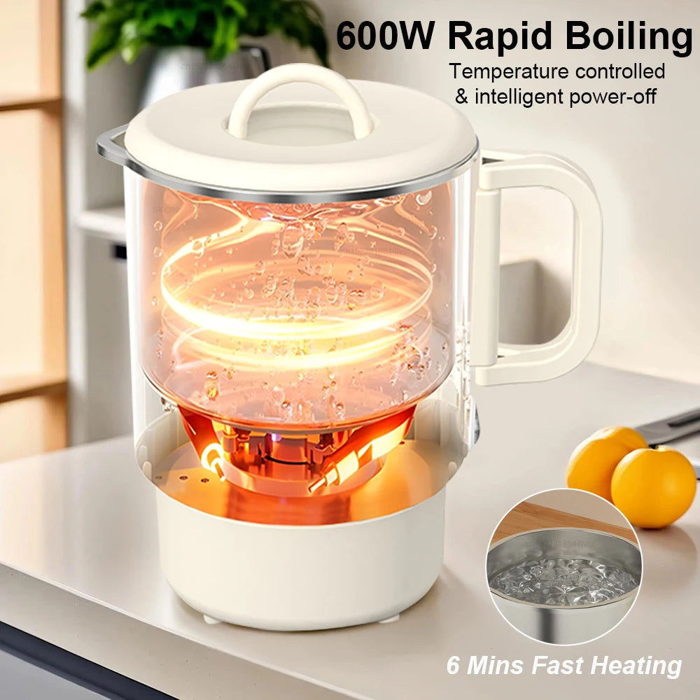 Electric Kettle Portable Travel Electric Water Kettle 1L Multifunctional Electric Teapot Stainless Steel Hot Water Boiler Pot