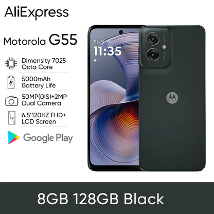 Motorola Moto G55 5G Smartphone 6.5'' 120Hz FHD+ Screen 50MP Dual OIS Camera Dimensity 7025 Octa Core 5000mAh Battery