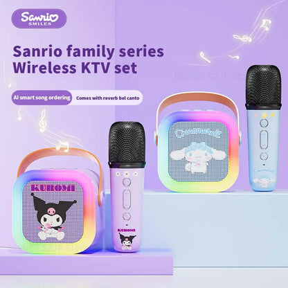Sanrio Bluetooth Speakers ML07 Karaoke Machine Portable Speakers Bluetooth with Mic LED Light Machine Home Family Singing Gift