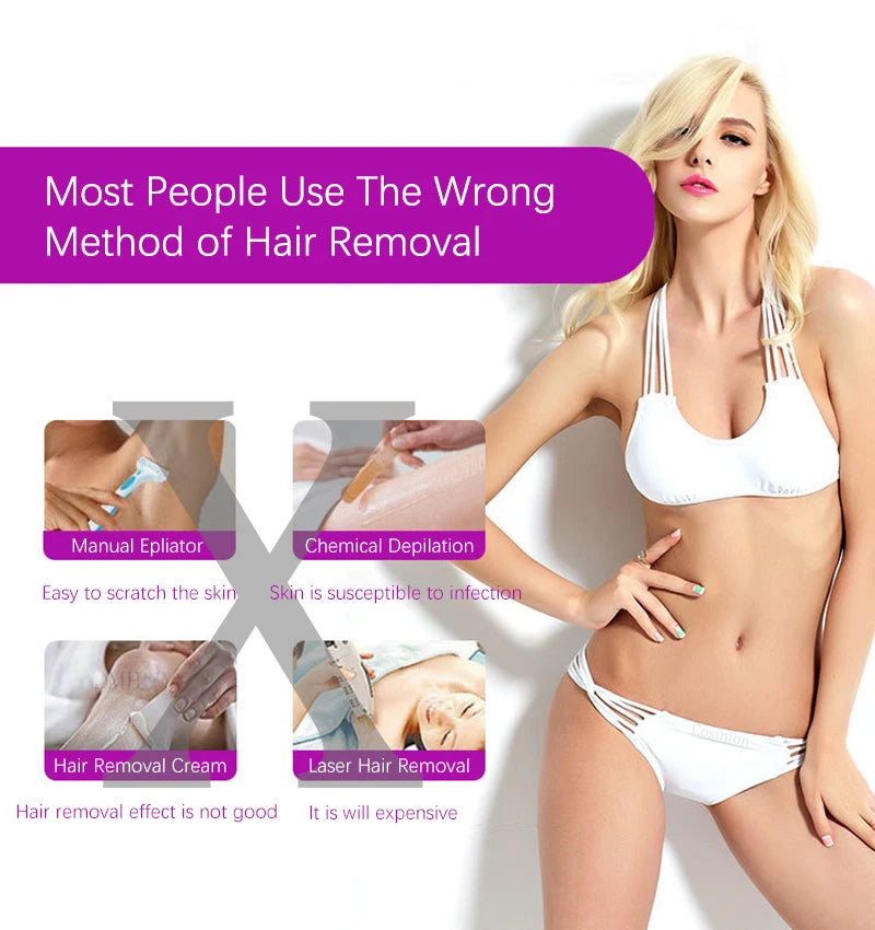 Professional Painless Hair Removal Kit Laser Touch Epilator  Usb Rechargeable Body Face Leg Bikini Remove Depilador Shaver