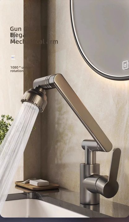 Dual Mode Universal Rotating Faucet Robotic Arm Wash Basin Kitchen Bathroom Hot and Cold Household Basin Wash Basin Sink