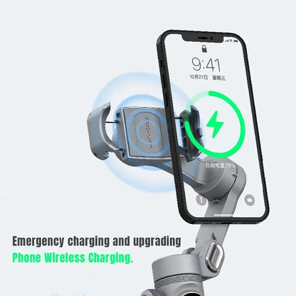3-Axis Handheld Stabilizer Wireless Charger LED Display Light Focusing Wheel for iOS Android Phones Smart X Pro Universal Joint