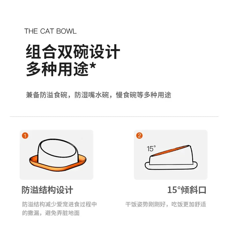 Pet bowl cat bowl oblique mouth bowl dog food bowl anti-knock dog bowl wholesale dog bowl drinking water integrated pet feeder