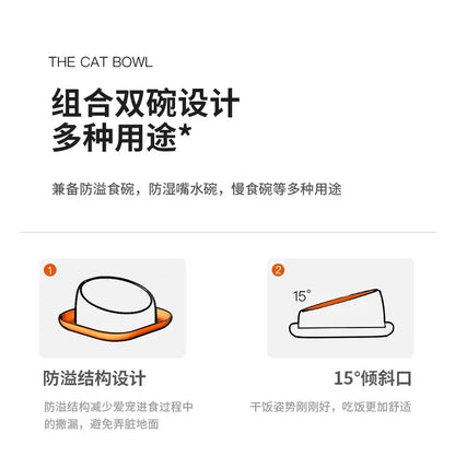 Pet bowl cat bowl oblique mouth bowl dog food bowl anti-knock dog bowl wholesale dog bowl drinking water integrated pet feeder
