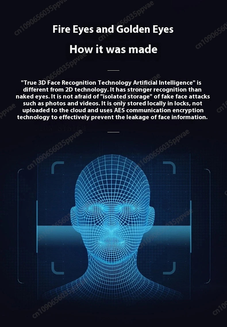 3D Face Recognition Anti-pry And Anti-crack Smart Door Lock Fully Automatic Password Fingerprint Lock Intercom Smart Door Lock