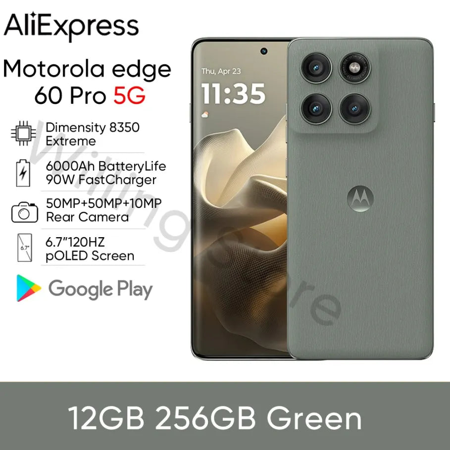 Original Motorola Moto Edge 60 Pro 5G AI Smart Phone 6.7'' 120Hz pOLED Screen 6000mAh Battery 90W SuperCharge 50MP Main Camera