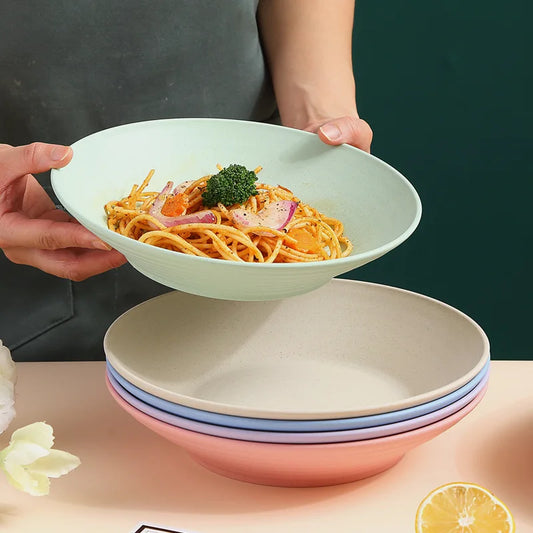 Wheat Straw Soup Bowl Microwavable Plastic Tableware Fruit Salad Bowls Cereal Ramen Pasta Dishes Dinner Plate kitchen Utensils