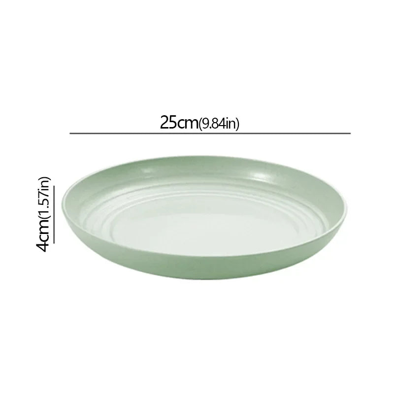 Wheat Straw Solid Color Round Plates Salad Dessert Dinner Reusable Microwave Safe Anti Fall And Shatter Plates Fruit Plate