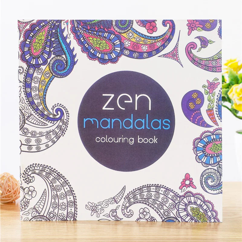 128 Pages Zen Mandalas Coloring Book For Adults Children Relieve Stress Kill Time Secret Garden Book with 12 Color Pencils