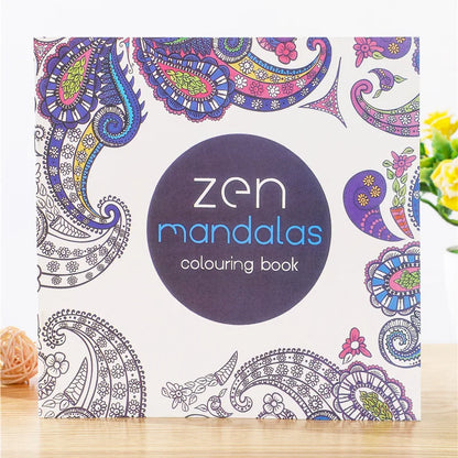 128 Pages Zen Mandalas Coloring Book For Adults Children Relieve Stress Kill Time Secret Garden Book with 12 Color Pencils
