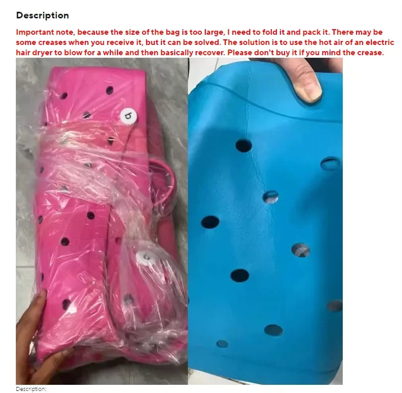 Bogg Bag Mini Childs Beach Rubber Tote Bags XL L M Size EVA Waterproof Summer Storage Basket Women Shopping Bag Kid Beach Bag
