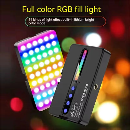 MEUYAG RGB Mini LED Video Camera Full Color Dimmable Fill Light Live Vlog Photography Photo Studio Lamp for Smartphone Selfie