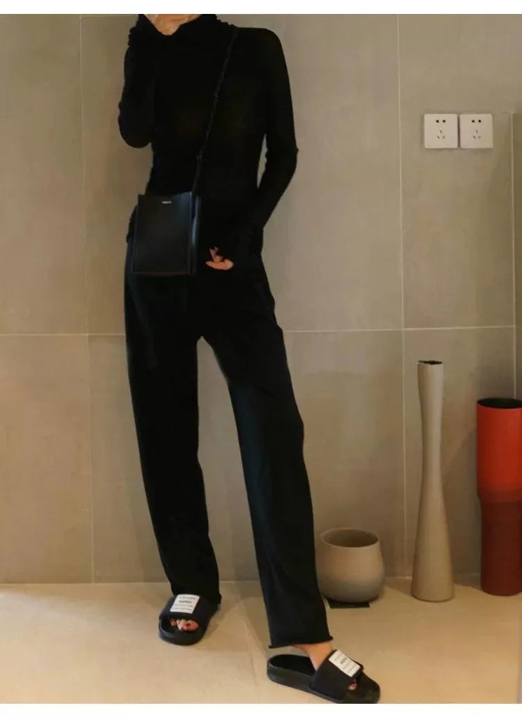 2023 New autumn/winter cashmere sweater women's turtleneck pullover ultra-thin pile neck sweater wool knit