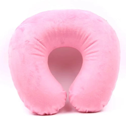 1PC U-shaped Travel Pillow Portable Lazy Inflatable Neck Cervical Support Short Plush Office Sleep Essentials