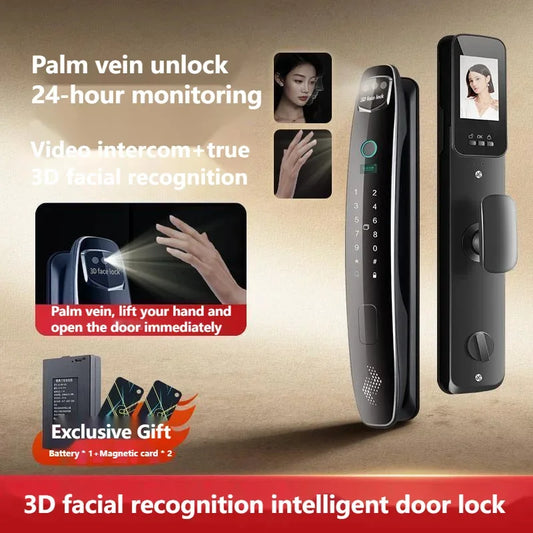 3D Facial Recognition Intelligent Door Lock Fully Automatic Lock Password Lock Fingerprint Lock Home Intercom Graffiti Palm Vein