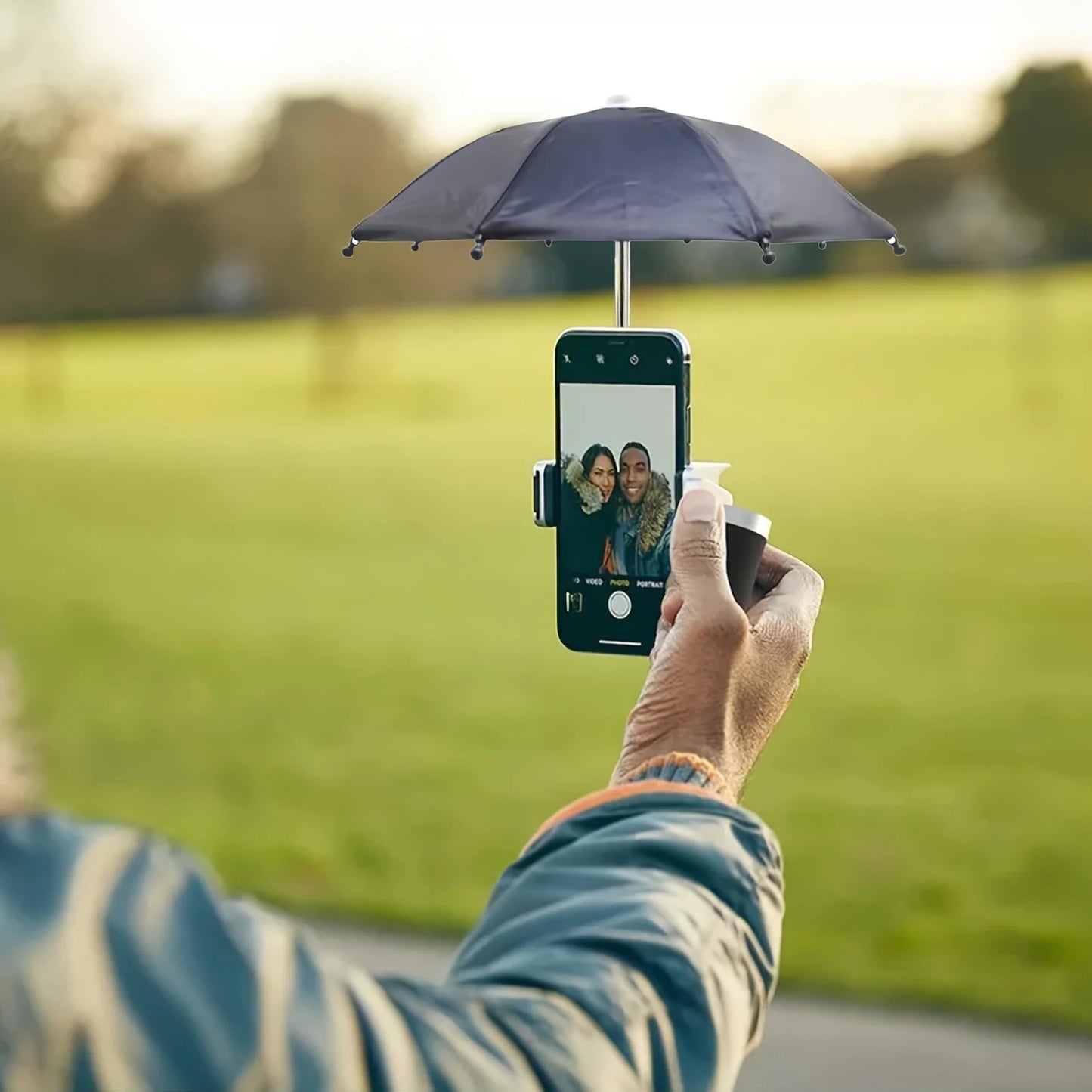 Creative Mini Umbrella Phone Stand, Universal Waterproof Holder for Smartphones, Portable Outdoor Rain & Sun Accessory