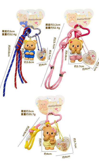 Cartoon Butter Bear Keychain Pendant Cute Fashion Doll Creative Car Keychain Ring Luggage Accessories Gift for Children